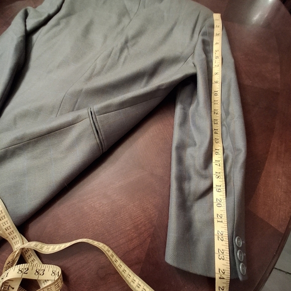 Yves Saint Laurent Single-Breasted Woolmart Window-pane Green Blazer Size 42R - Picture 15 of 16